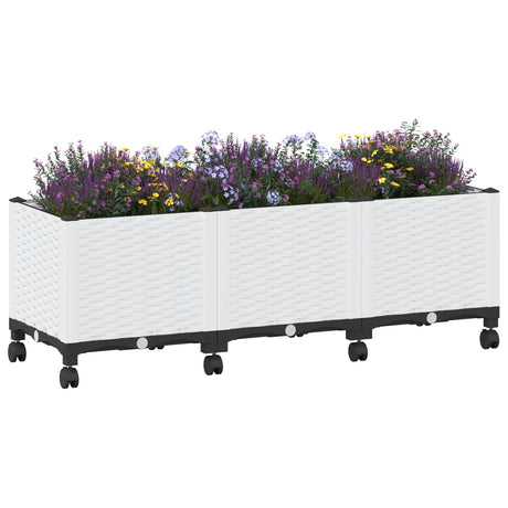 Vidaxl tuinschaal met wielen wit 120 x 40 x 48 cm pp