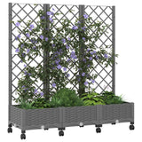 Vidaxl tuinplantbak met schutting en wielen lichtgrijs pp
