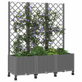 Vidaxl tuinplantbak met schutting en wielen lichtgrijs pp