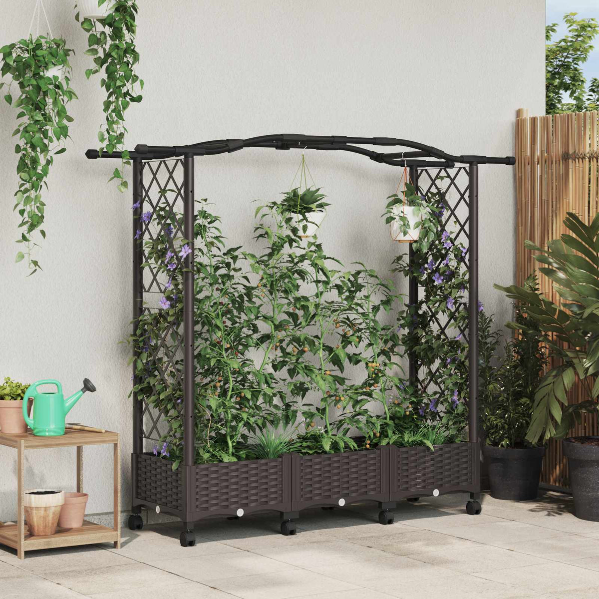Vidaxl verhoogd bed met klimrek en wielen bruin 169 x 40 x 129 cm pp