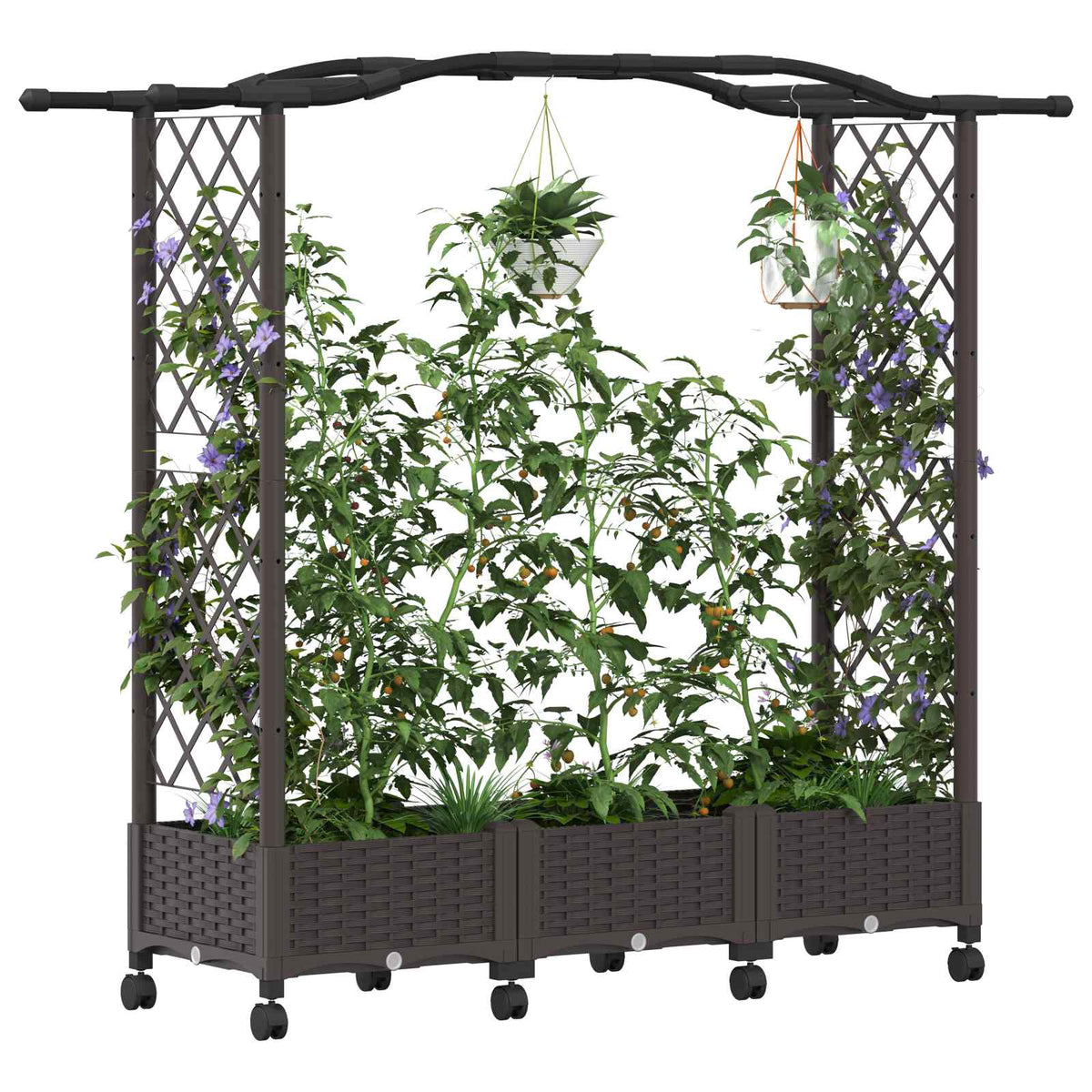 Vidaxl verhoogd bed met klimrek en wielen bruin 169 x 40 x 129 cm pp