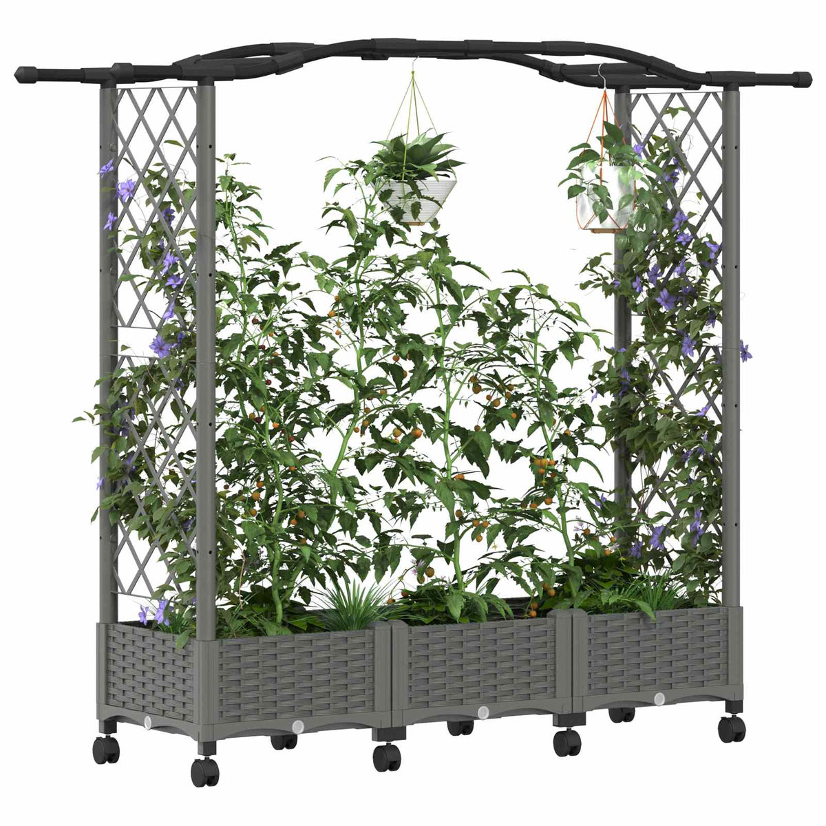 Vidaxl verhoogd bed met trellis en dak lichtgrijs 169 x 40 x 129 cm pp