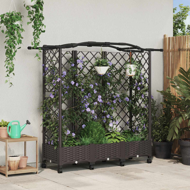 Vidaxl verhoogd bed met trellis en dak bruin 163 x 40 x 129 cm pp