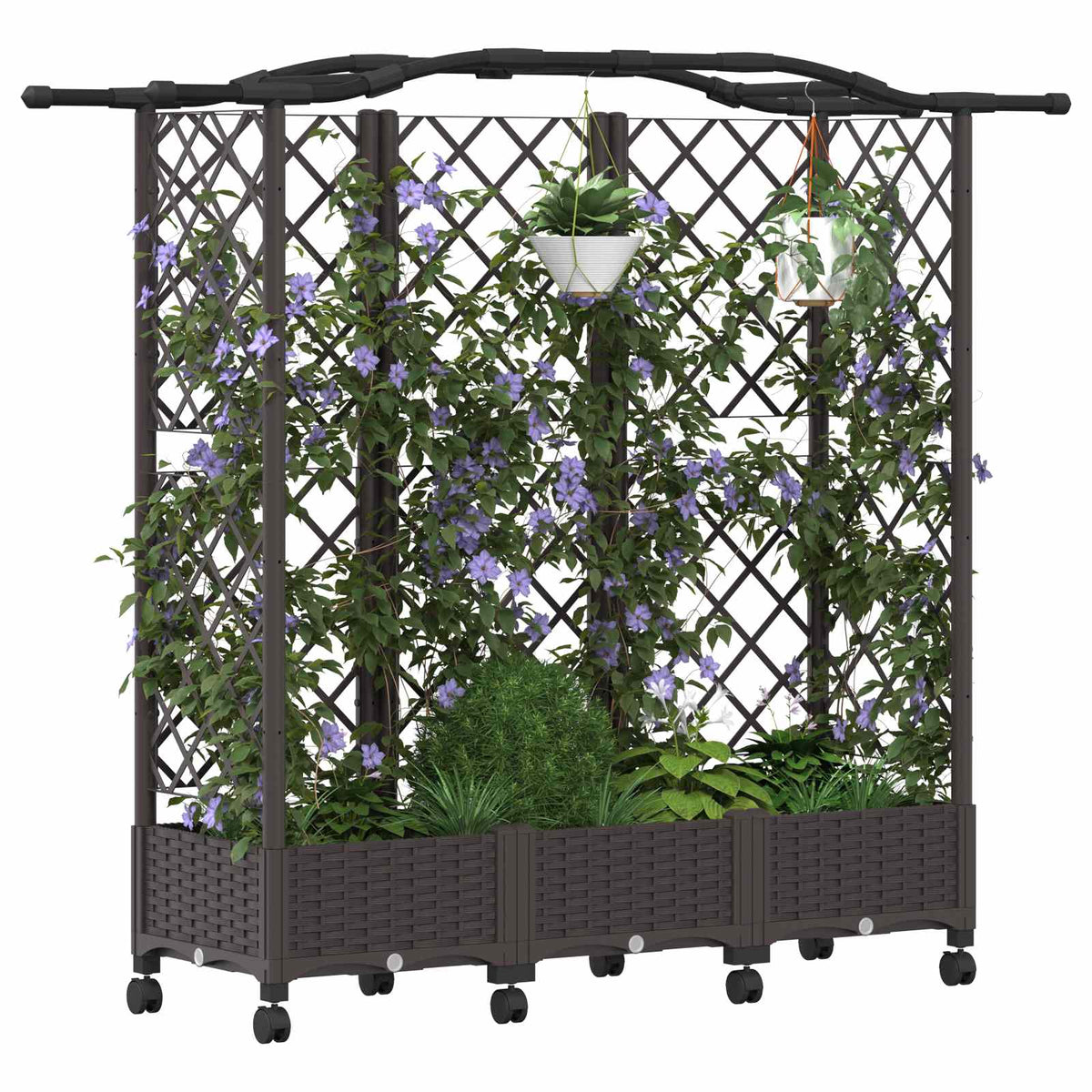 Vidaxl verhoogd bed met trellis en dak bruin 163 x 40 x 129 cm pp