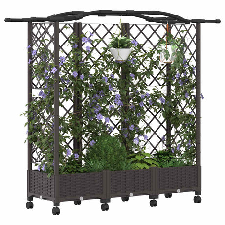Vidaxl verhoogd bed met trellis en dak bruin 163 x 40 x 129 cm pp