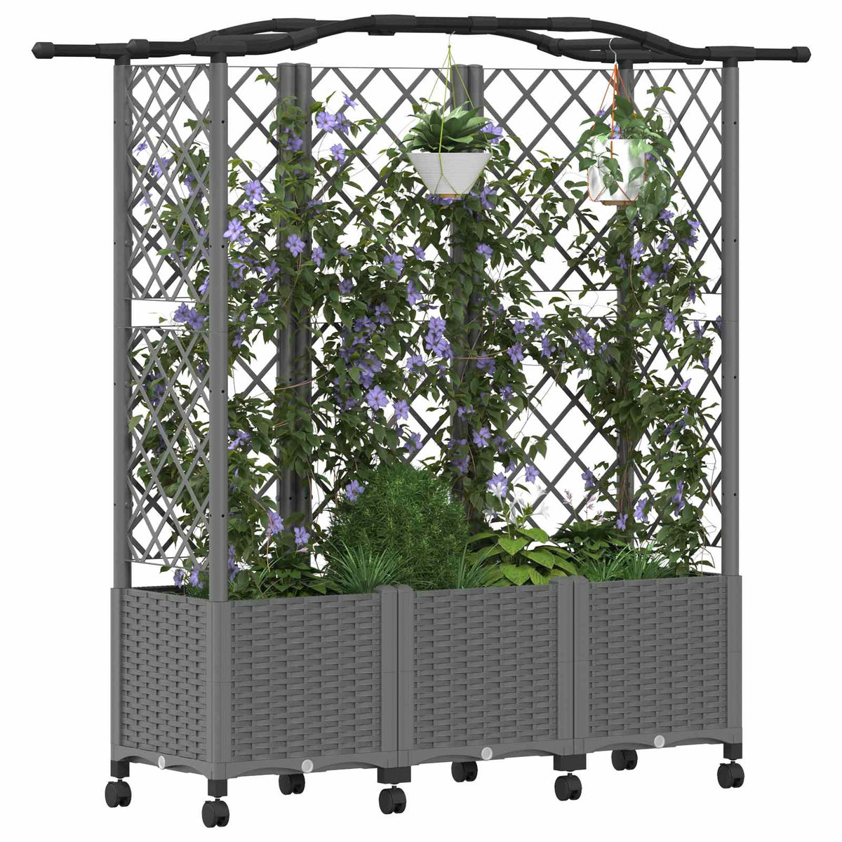 Vidaxl verhoogd bed met trellis en dak lichtgrijs 163 x 40 x 144 cm pp
