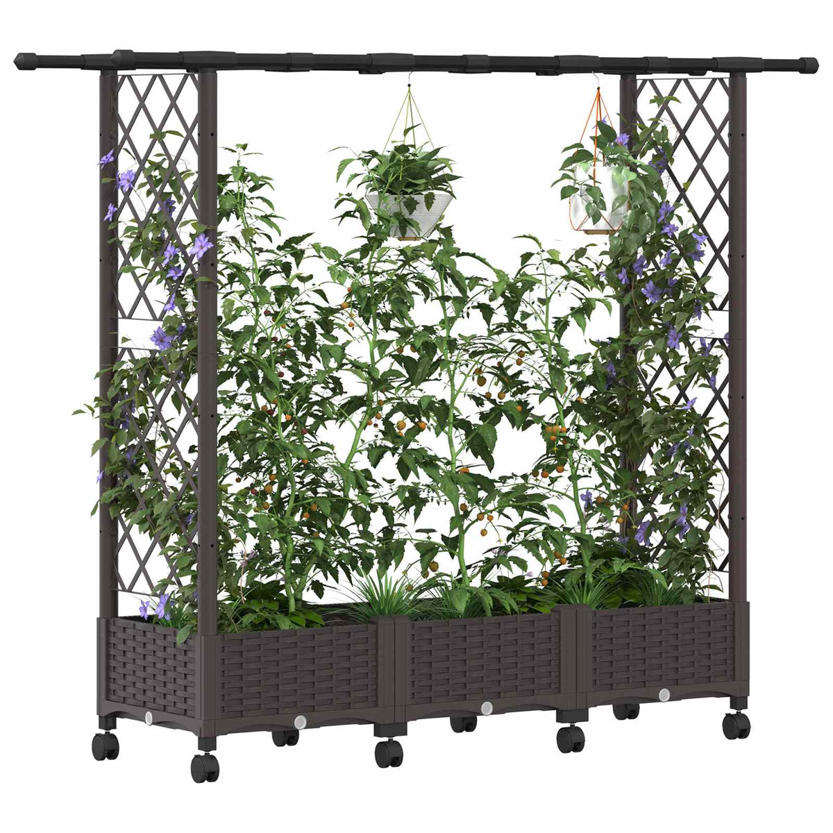 Vidaxl verhoogd bed met trellis en dak bruin 164 x 40 x 127 cm pp