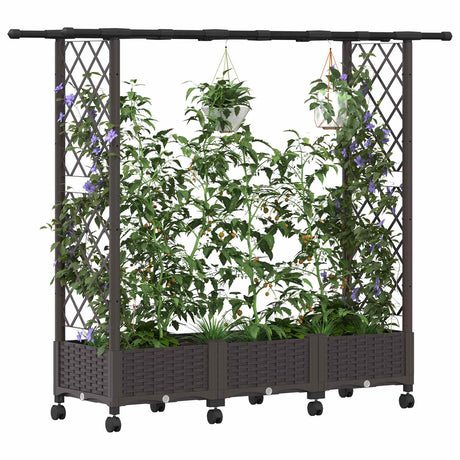 Vidaxl verhoogd bed met trellis en dak bruin 164 x 40 x 127 cm pp