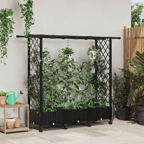 Vidaxl verhoogd bed met trellis en dak zwart 164 x 40 x 127 cm pp