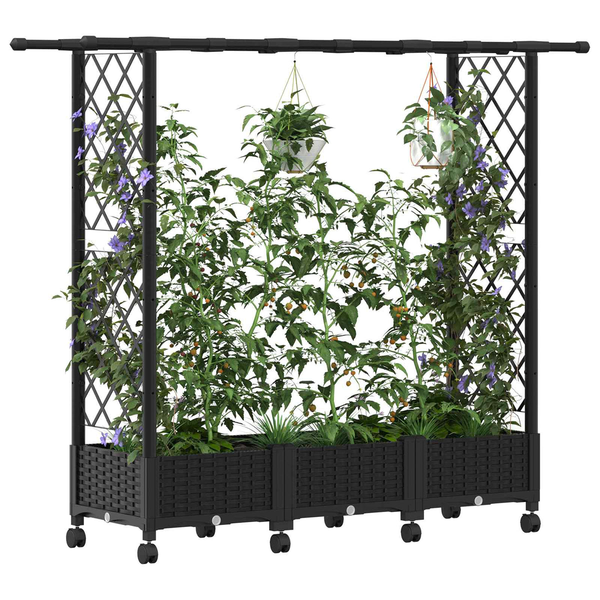 Vidaxl verhoogd bed met trellis en dak zwart 164 x 40 x 127 cm pp