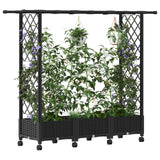 Vidaxl verhoogd bed met trellis en dak zwart 164 x 40 x 127 cm pp