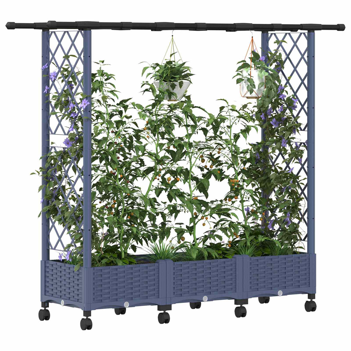 Vidaxl verhoogd bed met trellis en dak grijs 164 x 40 x 127 cm pp