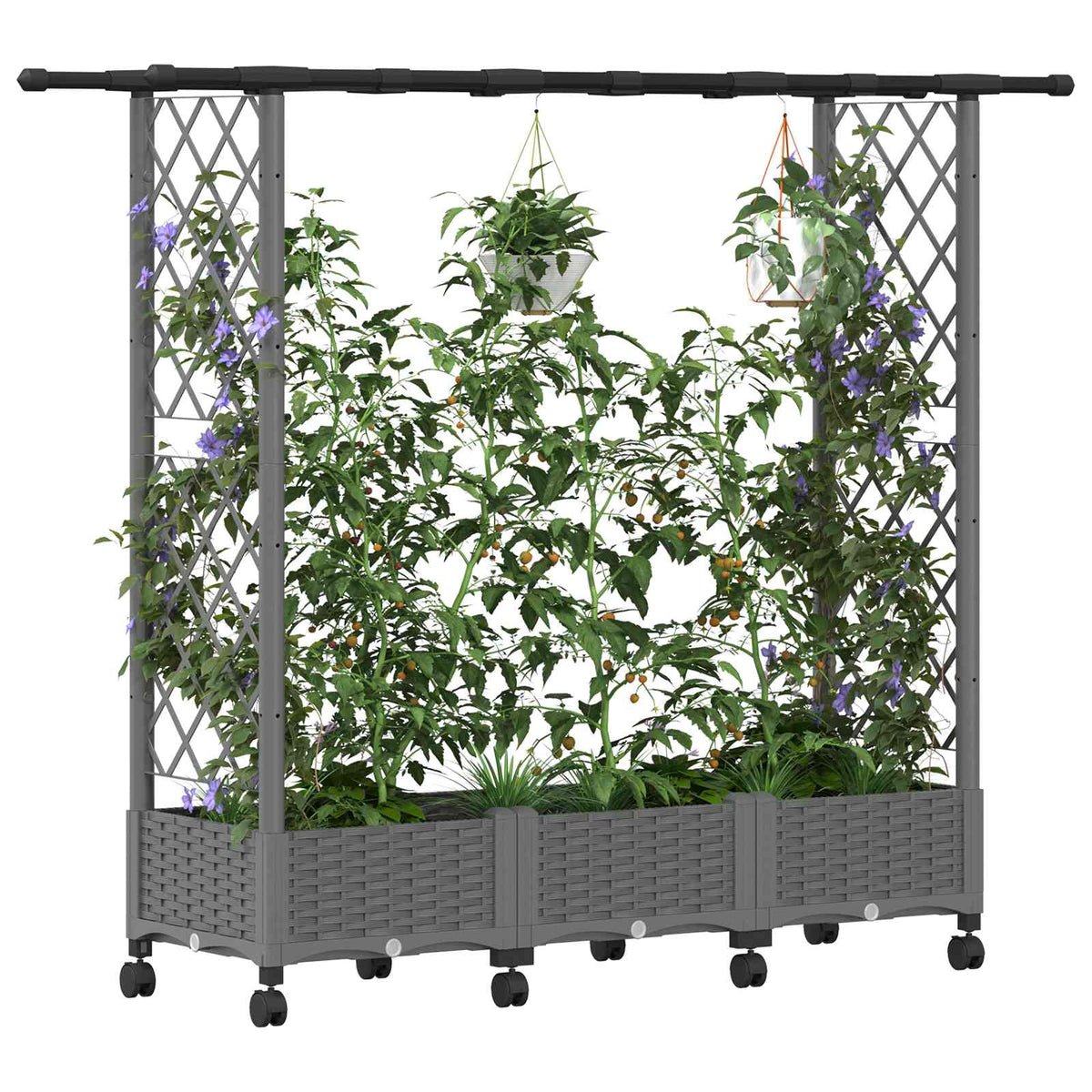 Vidaxl verhoogd bed met trellis en dak lichtgrijs 164 x 40 x 127 cm pp