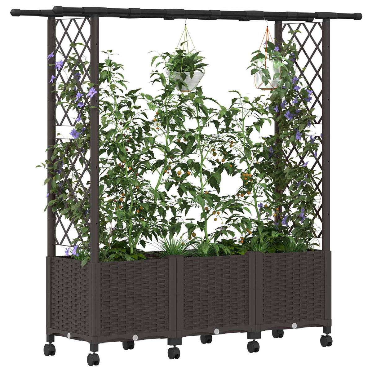 Vidaxl verhoogd bed met trellis en dak bruin 162,5 x 40 x 142 cm pp
