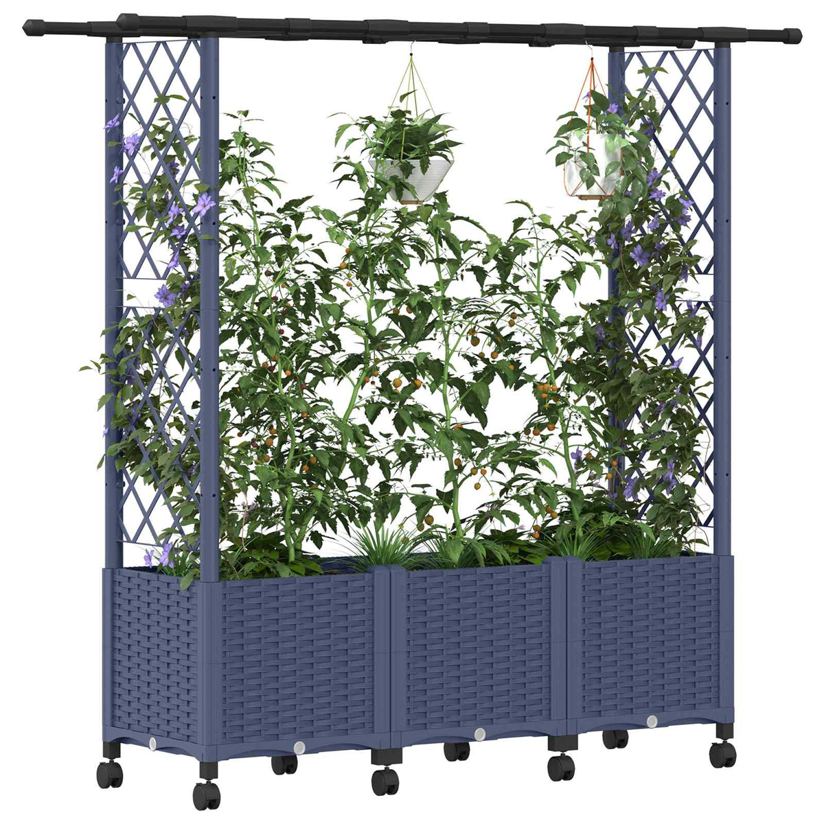 Vidaxl verhoogd bed met trellis en dak grijs 162,5 x 40 x 142 cm pp