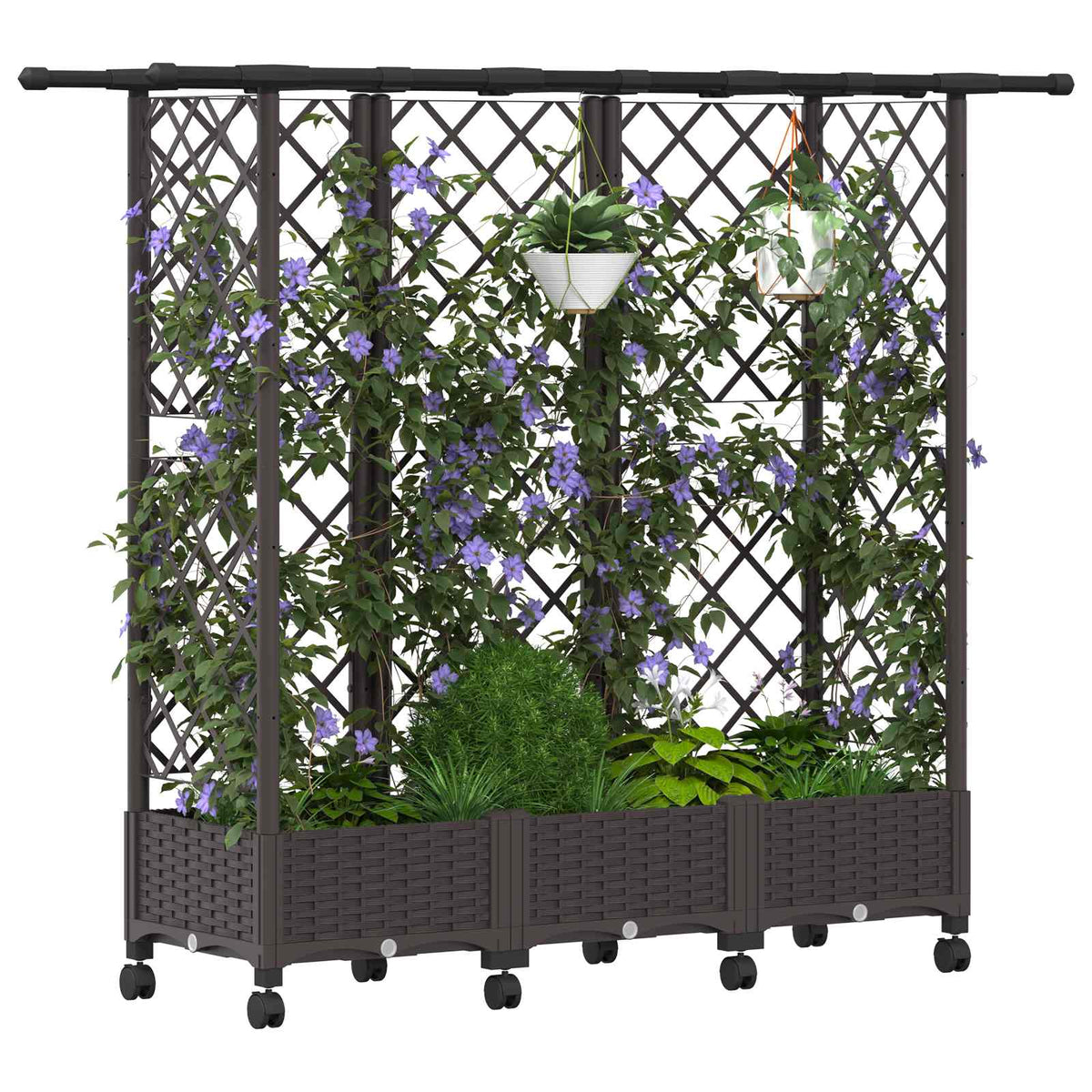 Vidaxl verhoogd bed met trellis en dak bruin 164 x 40 x 127 cm pp