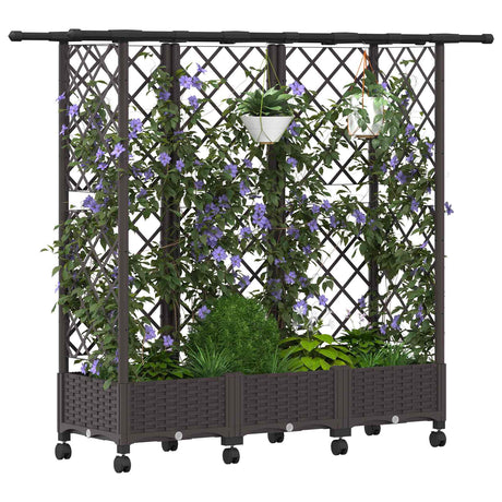 Vidaxl verhoogd bed met trellis en dak bruin 164 x 40 x 127 cm pp