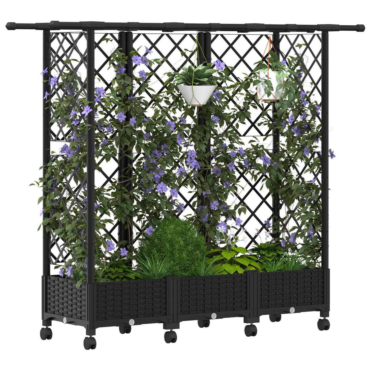 Vidaxl verhoogd bed met trellis en dak zwart 164 x 40 x 127 cm pp