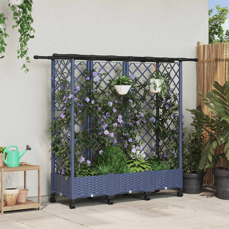 Vidaxl verhoogd bed met trellis en dak grijs 164 x 40 x 127 cm pp