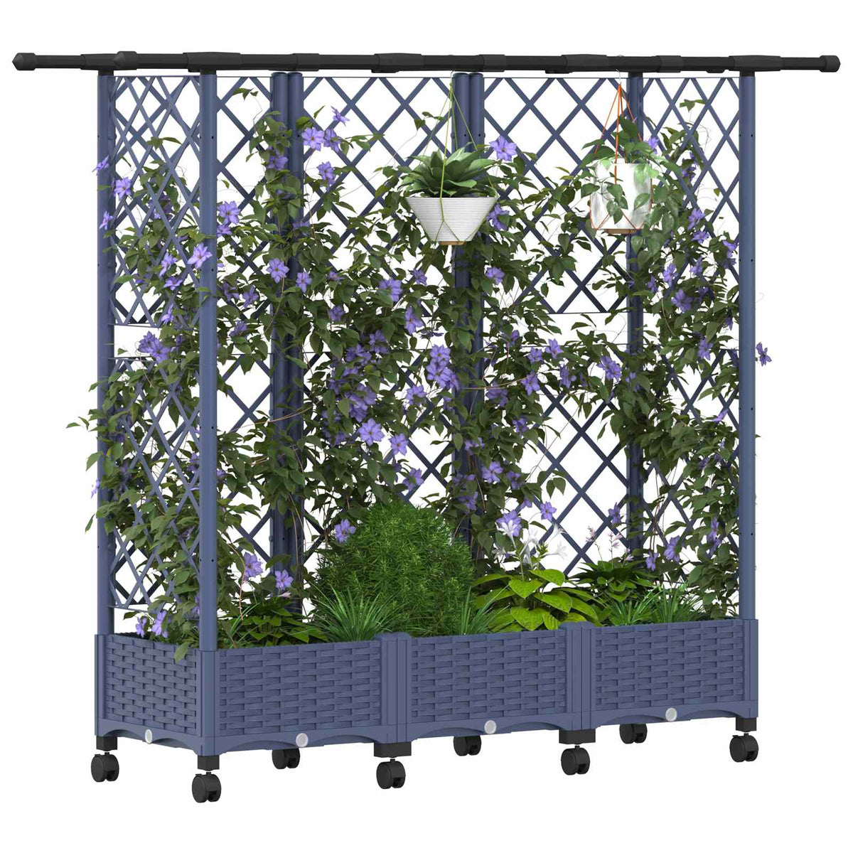 Vidaxl verhoogd bed met trellis en dak grijs 164 x 40 x 127 cm pp