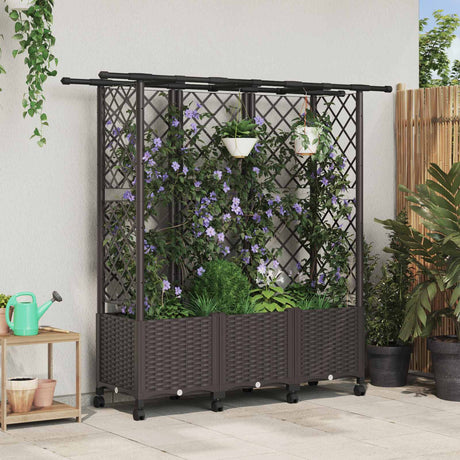 Vidaxl verhoogd bed met trellis en dak bruin 163,5 x 40 x 142 cm pp