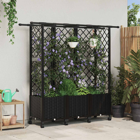 Vidaxl verhoogd bed met trellis en dak zwart 163,5 x 40 x 142 cm pp