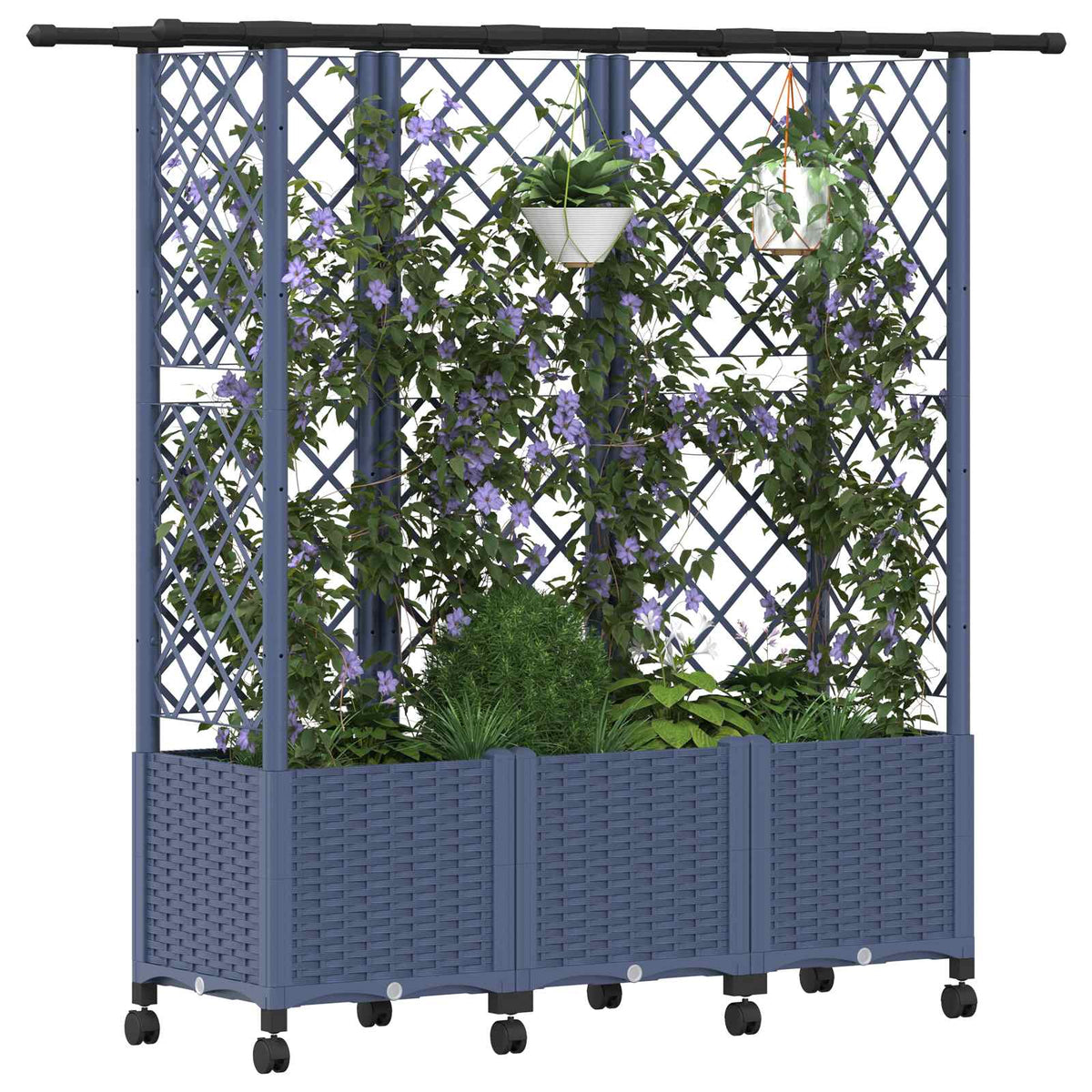 Vidaxl verhoogd bed met trellis en dak grijs 163,5 x 40 x 142 cm pp