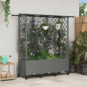 Vidaxl verhoogd bed met trellis en dak lichtgrijs 163,5 x 40 x 142 cm
