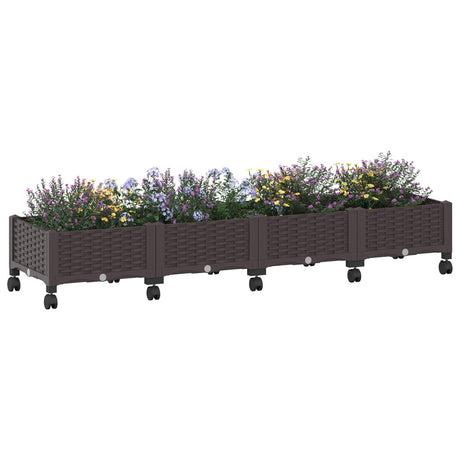 Vidaxl tuinschaal met wielen bruin 160 x 40 x 29 cm pp