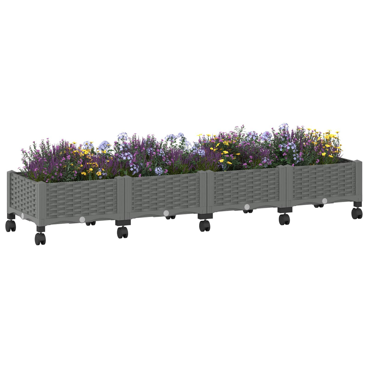 Vidaxl tuinschaal met wielen lichtgrijs 160 x 40 x 33 cm pp