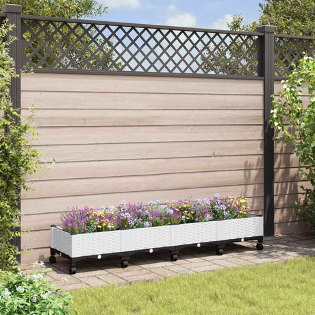 Vidaxl tuinschaal met wielen wit 160 x 40 x 29 cm pp