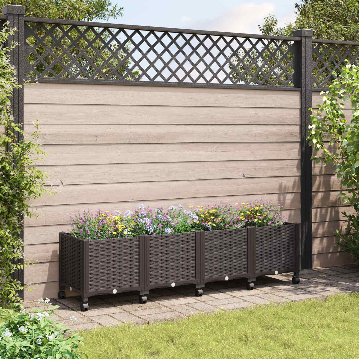Vidaxl tuinschaal met wielen bruin 160 x 40 x 44 cm pp