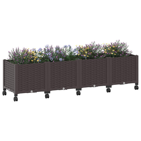 Vidaxl tuinschaal met wielen bruin 160 x 40 x 44 cm pp