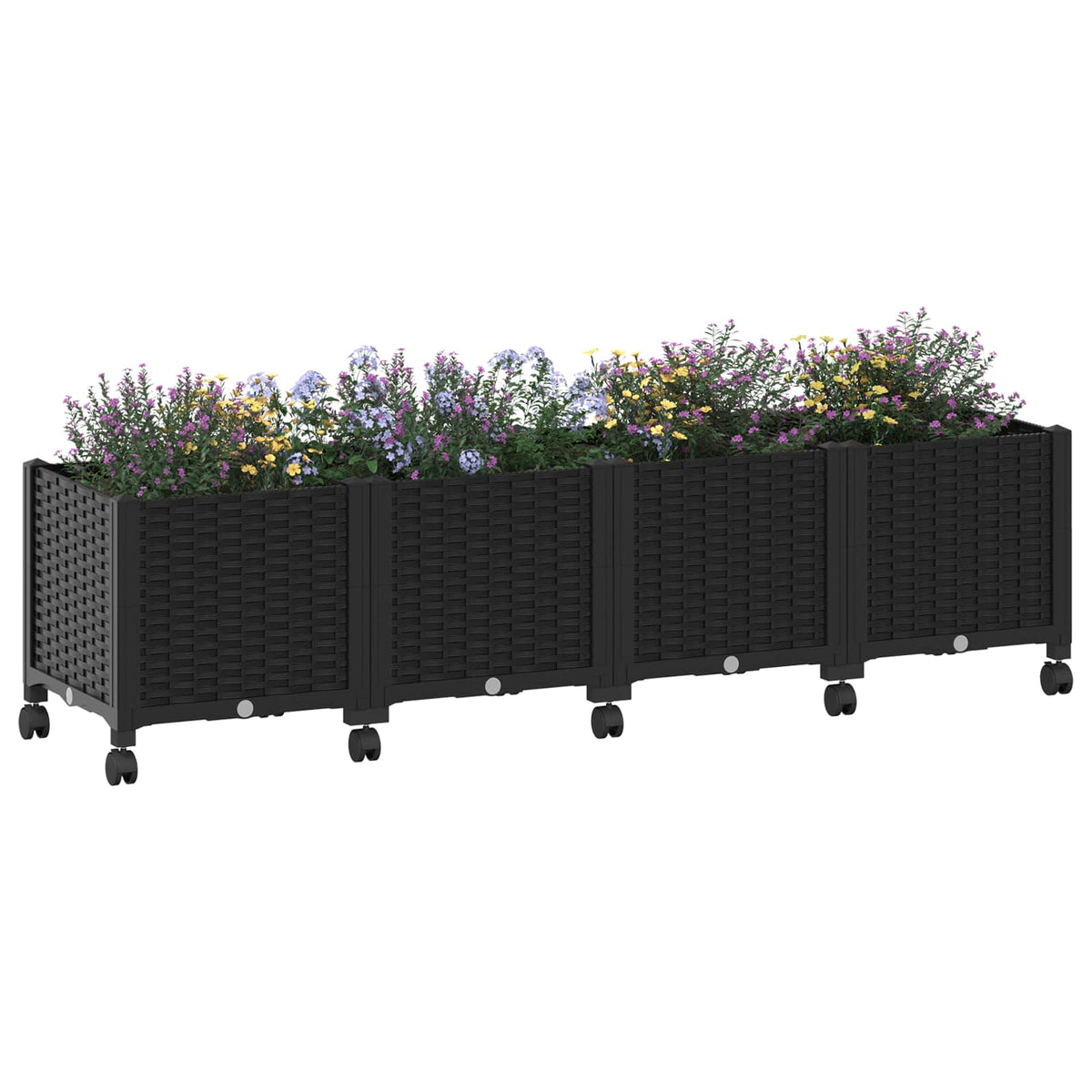 Vidaxl tuinschaal met wielen zwart 160 x 40 x 44 cm pp