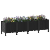 Vidaxl tuinschaal met wielen zwart 160 x 40 x 44 cm pp