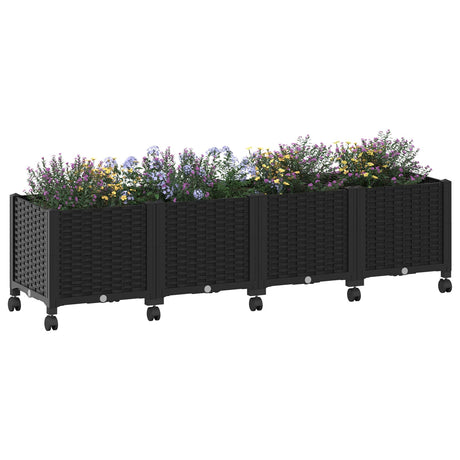 Vidaxl tuinschaal met wielen zwart 160 x 40 x 44 cm pp