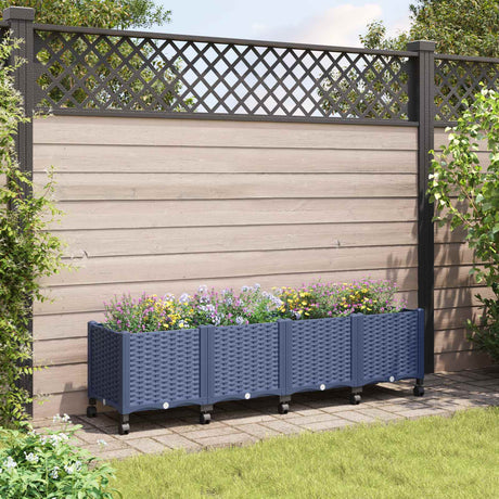 Vidaxl tuinschaal met wielen blauw grijs 160 x 40 x 44 cm pp