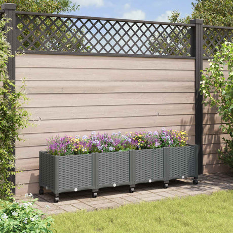 Vidaxl tuinschaal met wielen lichtgrijs 160 x 40 x 44 cm pp