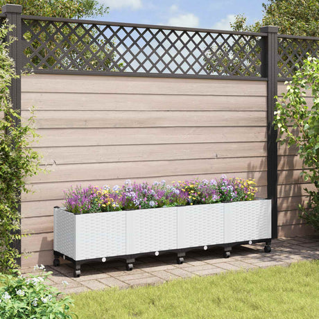 Vidaxl tuinschaal met wielen wit 160 x 40 x 44 cm pp