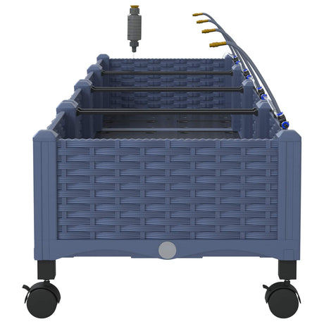 Vidaxl tuin pot met irrigatie en wielen 4 st grijs 160 x 40 x 28 cm pp