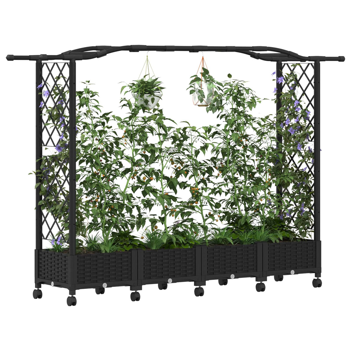 Vidaxl verhoogd bed met trellis en dak zwart 207 x 40 x 129 cm pp