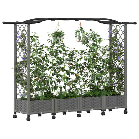 Vidaxl verhoogd bed met trellis en dak lichtgrijs 207 x 40 x 129 cm pp