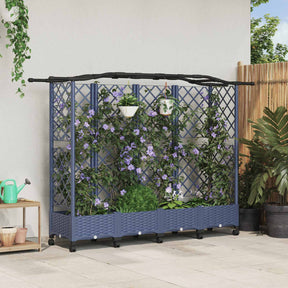Vidaxl verhoogd bed met trellis en dak grijs 203,5 x 40 x 129 cm pp