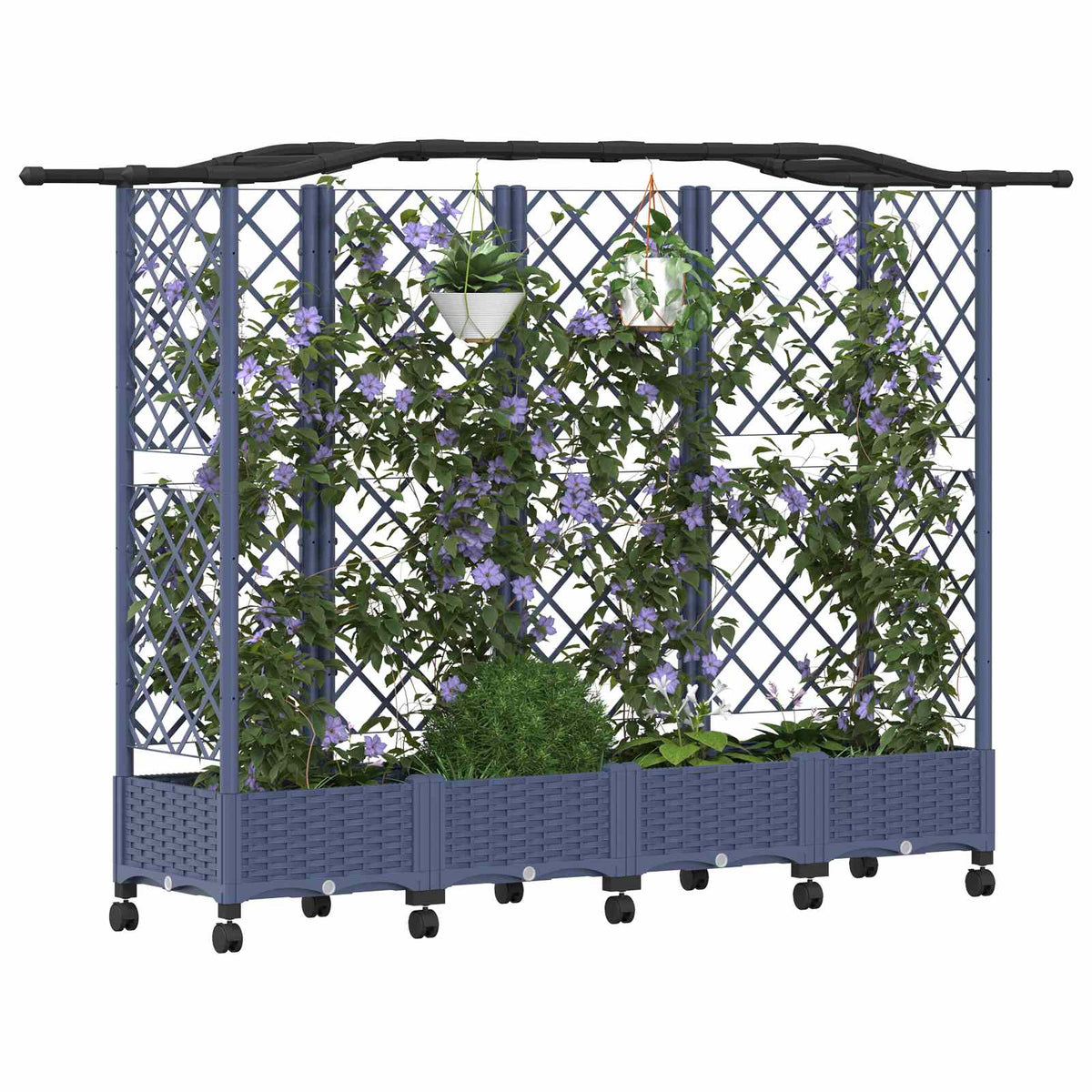 Vidaxl verhoogd bed met trellis en dak grijs 203,5 x 40 x 129 cm pp