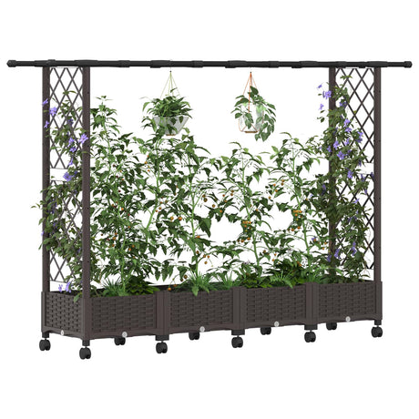 Vidaxl verhoogd bed met trellis en dak bruin 203 x 40 x 127 cm pp