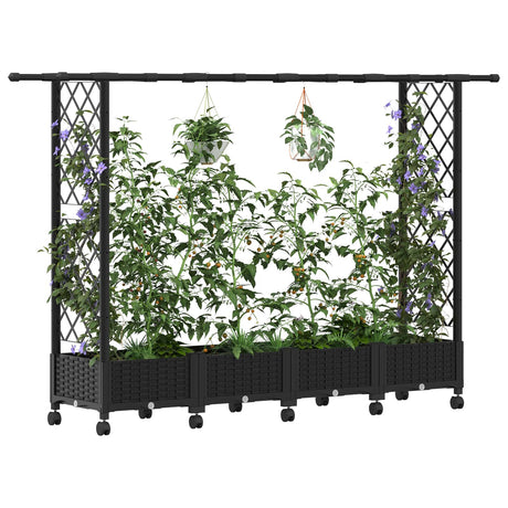 Vidaxl verhoogd bed met trellis en dak zwart 203 x 40 x 127 cm pp