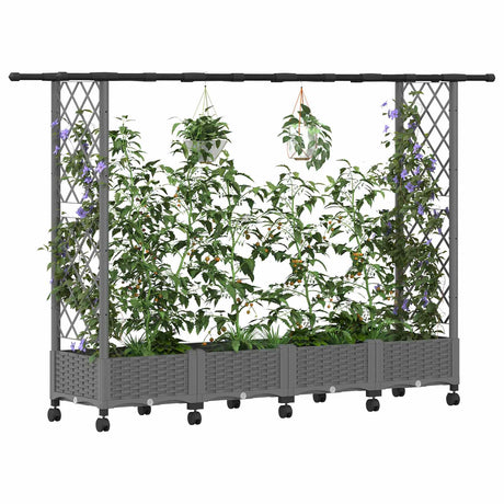 Vidaxl verhoogd bed met trellis en dak lichtgrijs 203 x 40 x 127 cm pp