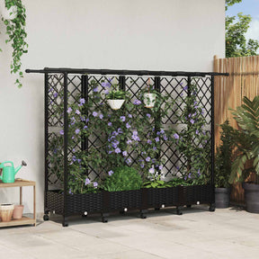 Vidaxl verhoogd bed met trellis en dak zwart 202,5 x 40 x 127 cm pp