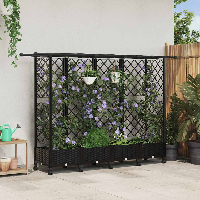 Vidaxl verhoogd bed met trellis en dak zwart 202,5 x 40 x 127 cm pp