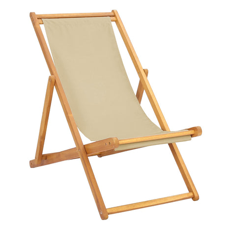 Vidaxl strandstoel beige massief teakhout